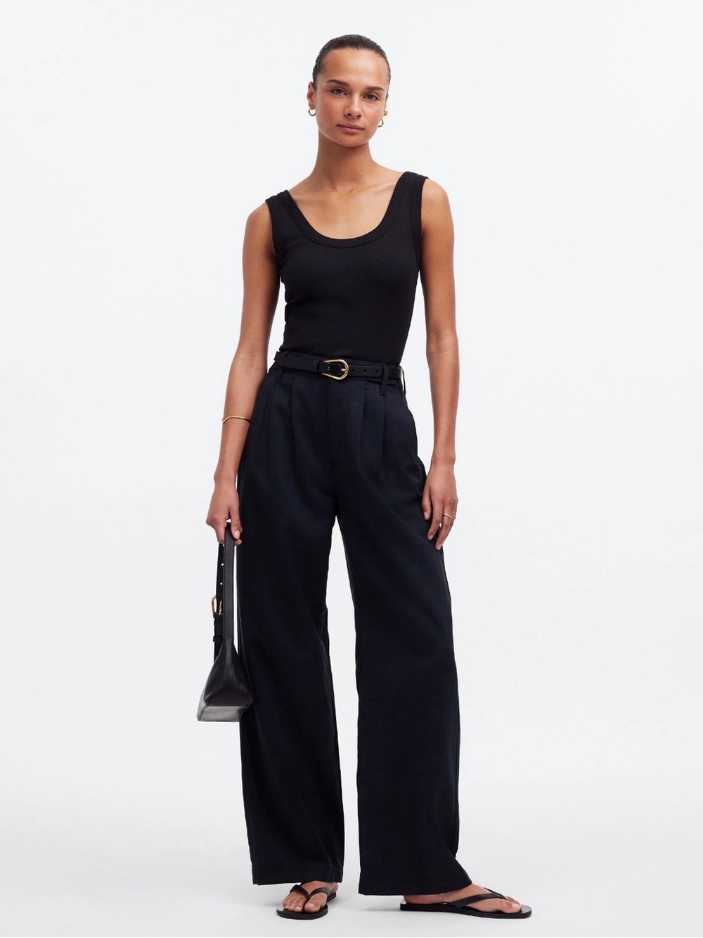 NWT Madewell Women’s Black/Pleated wide leg Pants, 14 Tall